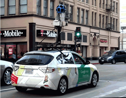 Google street view car at LA downtown.