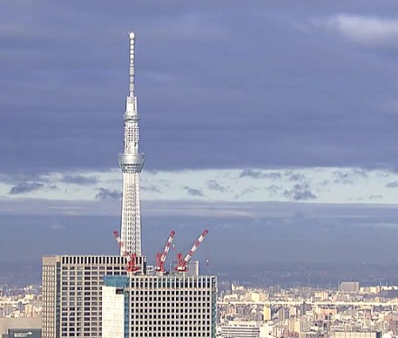 【東京タワー遠景写真】銀色のスカイツリー