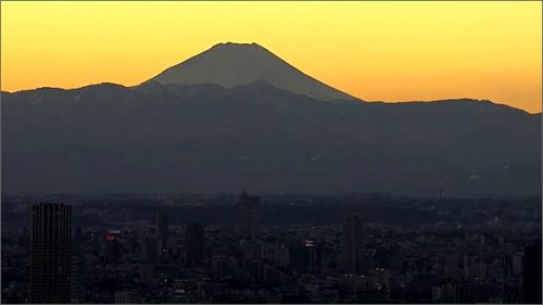 東京タワーからみる富士山の夕焼け