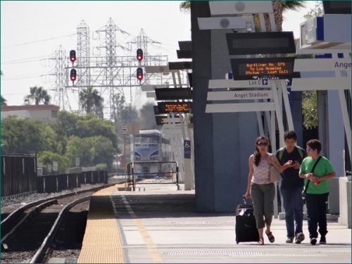 Amtrak Train announcement at Anaheim Station California USA