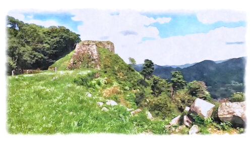 The Tsuwano Castle ruins in early summer with a gentle breeze